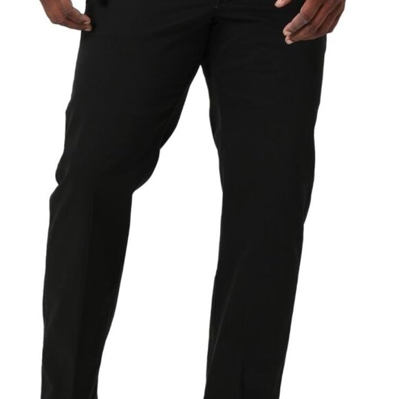 Stylish Big & Tall 44W x 34L Men's Flat Front Pants with Flex Waistband, Black - Picture 1 of 4